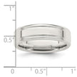 Sterling Silver 6mm Polished Flat Grooved Fancy Band Size 7.5