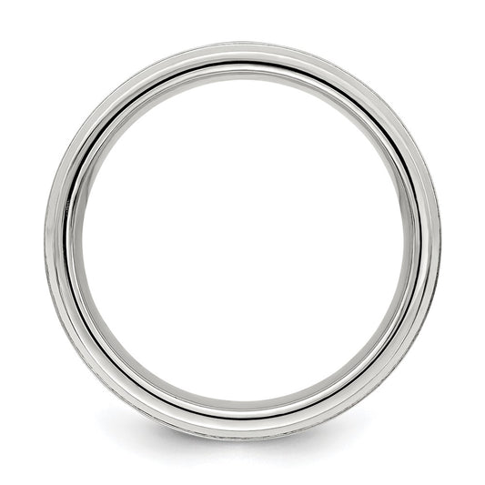 Sterling Silver 6mm Brushed Flat Grooved Fancy Band Size 13