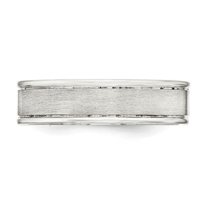 Sterling Silver 6mm Brushed Flat Grooved Fancy Band Size 11