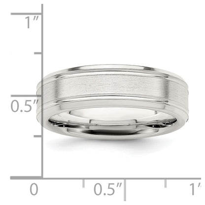 Sterling Silver 6mm Brushed Fancy Band Size 6.5