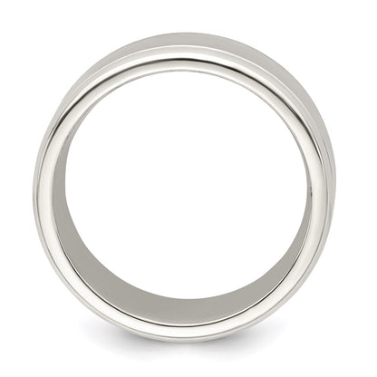 Sterling Silver 6mm Polished Flat Beveled Edge Fancy Band Size 13.5