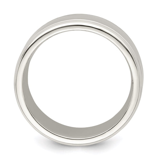 Sterling Silver 6mm Polished Flat Beveled Edge Fancy Band Size 8.5