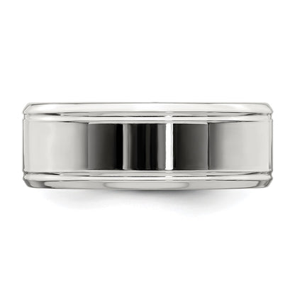 Sterling Silver 6mm Polished Flat Beveled Edge Fancy Band Size 11