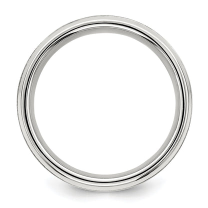 Sterling Silver 6mm Brushed Flat Beveled Edge Fancy Band Size 12.5