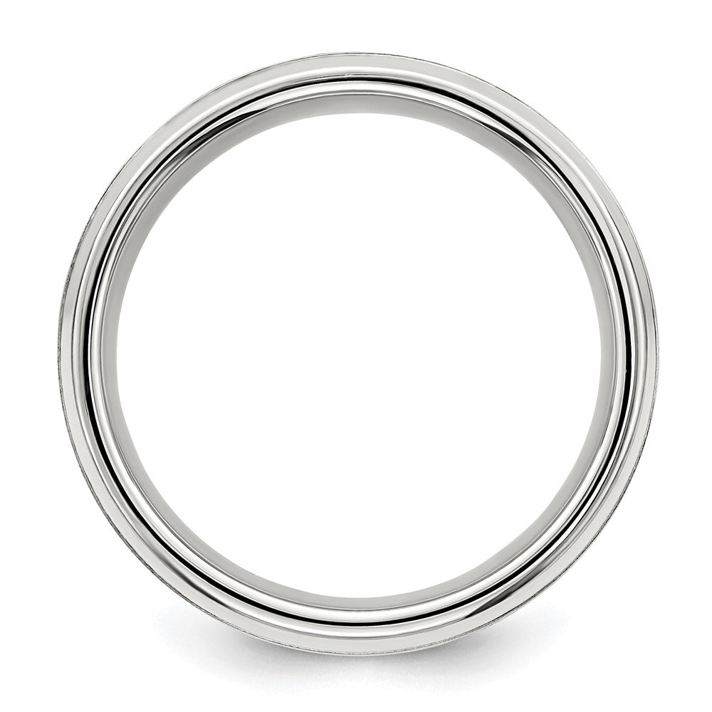 Sterling Silver 6mm Brushed Flat Beveled Edge Fancy Band Size 10.5