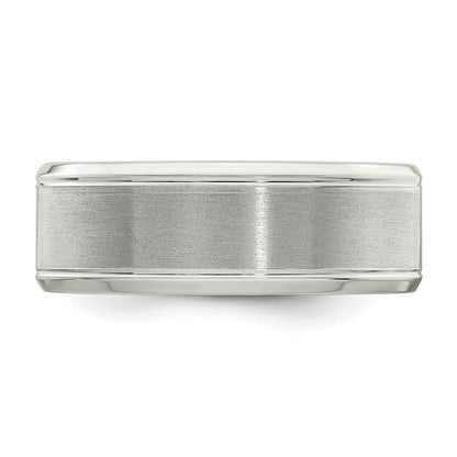 Sterling Silver Rhodium-plated 8mm Brushed Fancy Band Size 11.5