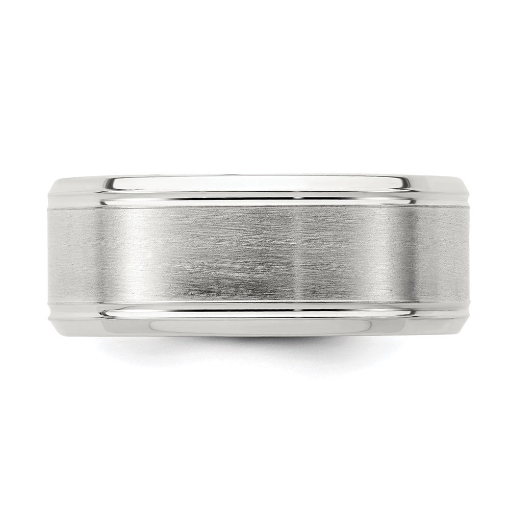 Sterling Silver 6mm Brushed Flat Beveled Edge Fancy Band Size 8.5