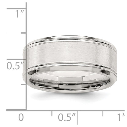 Sterling Silver 6mm Brushed Flat Beveled Edge Fancy Band Size 11.5