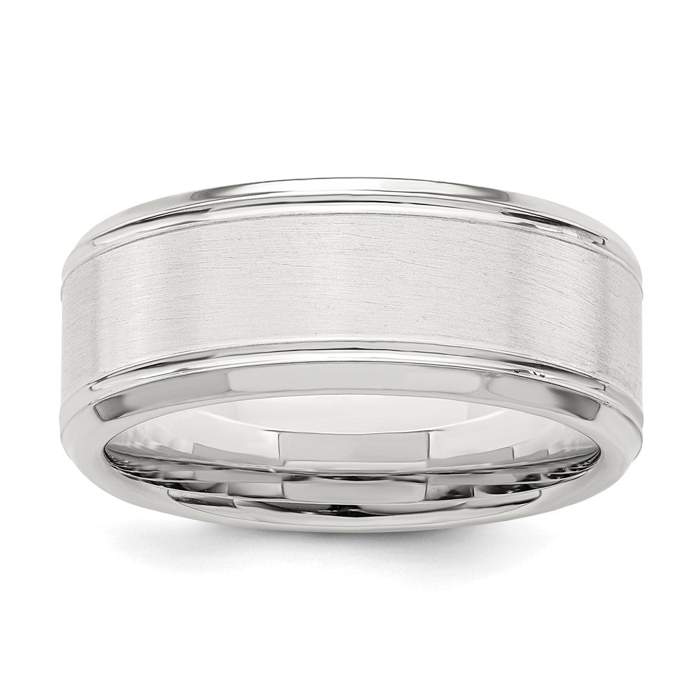 Sterling Silver 6mm Brushed Flat Beveled Edge Fancy Band Size 12.5