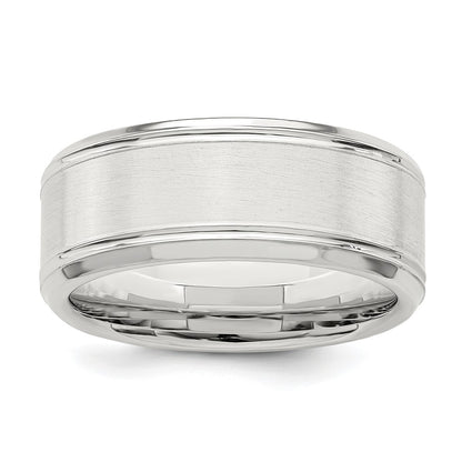 Sterling Silver 6mm Brushed Flat Beveled Edge Fancy Band Size 12.5