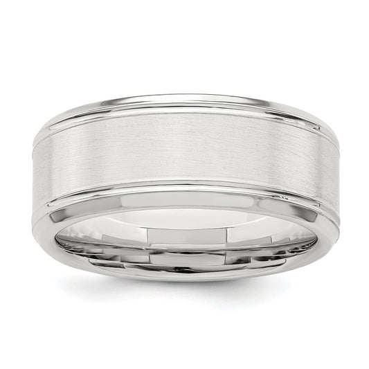 Sterling Silver 6mm Brushed Flat Beveled Edge Fancy Band Size 12.5