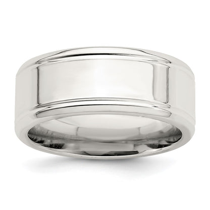 Sterling Silver 6mm Polished Flat Beveled Edge Fancy Band Size 8.5