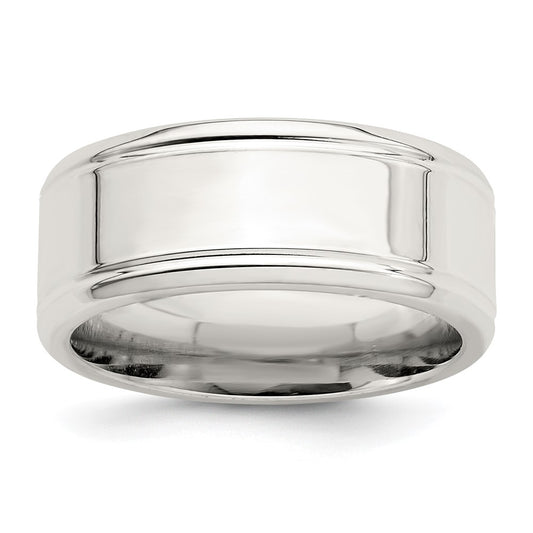 Sterling Silver 6mm Polished Flat Beveled Edge Fancy Band Size 8.5