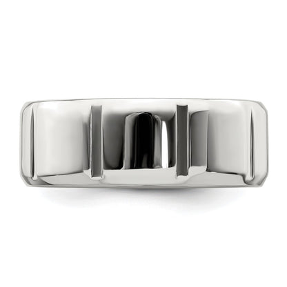 Sterling Silver 8mm Polished Flat Notched Beveled Edge Fancy Band Size 13