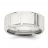 Sterling Silver 8mm Polished Flat Notched Beveled Edge Fancy Band Size 13