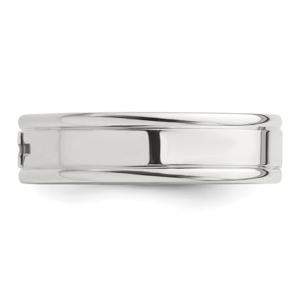 Sterling Silver 6mm Enamel Cross Fancy Band Size 9.5