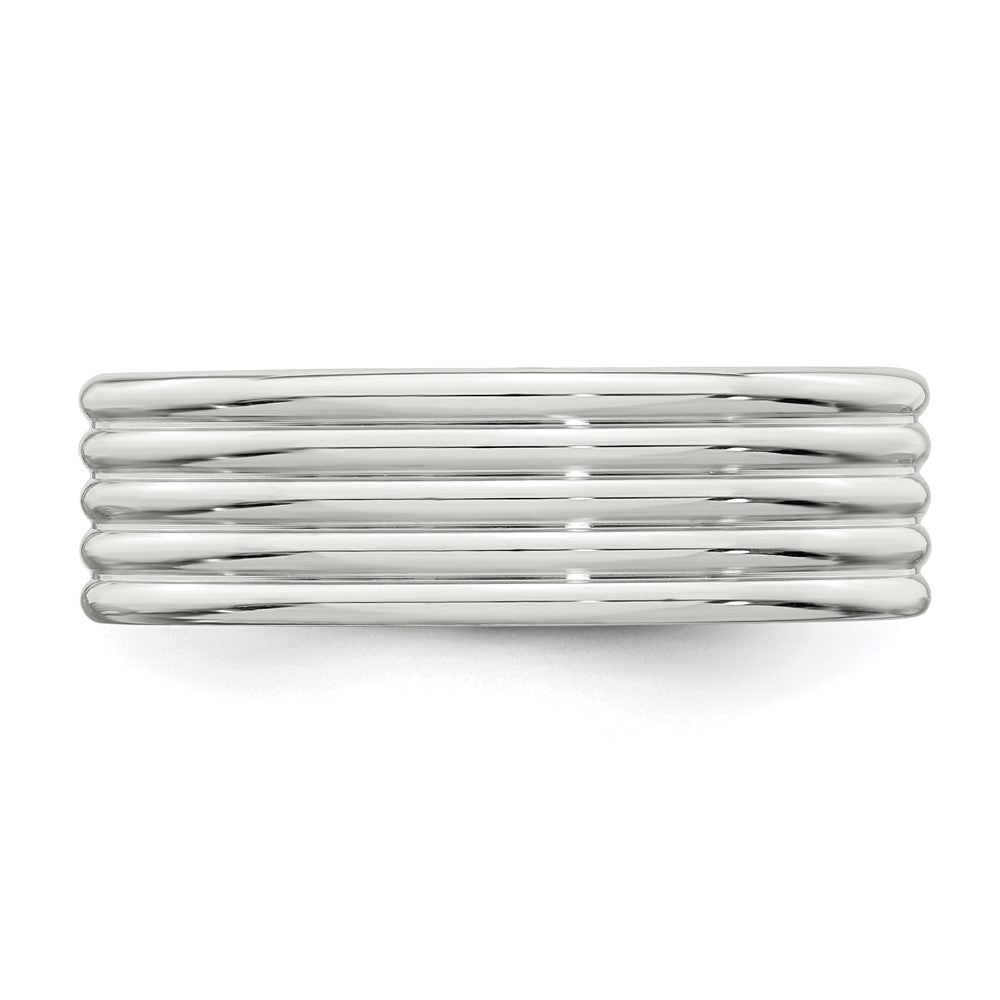 Sterling Silver 7mm Polished 5-Row Fancy Band Size 7