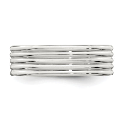 Sterling Silver 7mm Polished 5-Row Fancy Band Size 13