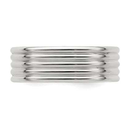 Sterling Silver 7mm Polished 5-Row Fancy Band Size 9