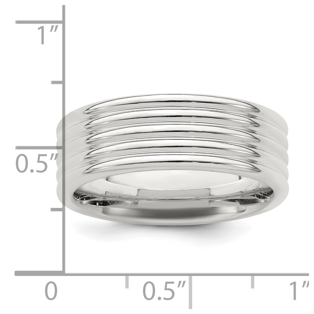 Sterling Silver 7mm Polished 5-Row Fancy Band Size 13.5