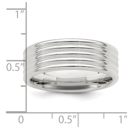 Sterling Silver 7mm Polished 5-Row Fancy Band Size 12.5