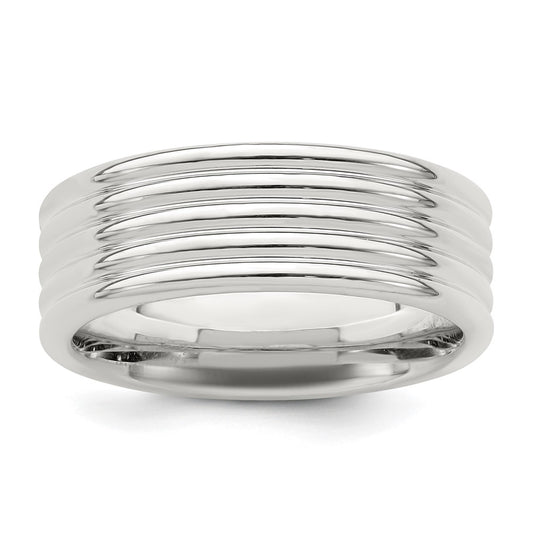 Sterling Silver 7mm Polished 5-Row Fancy Band Size 13.5