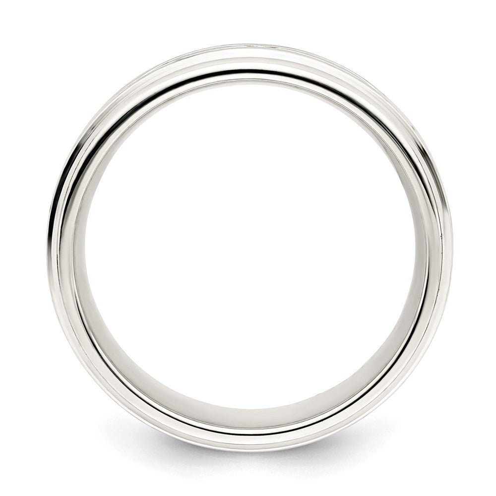 Sterling Silver 7mm Polished Flat Intertwined Design Beveled Edge Fancy Band Size 13