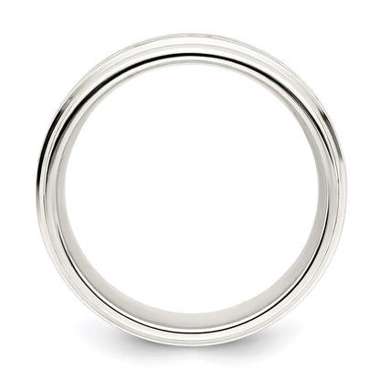 Sterling Silver 7mm Polished Flat Intertwined Design Beveled Edge Fancy Band Size 10.5