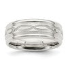 Sterling Silver 7mm Polished Flat Intertwined Design Beveled Edge Fancy Band Size 13