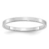 Sterling Silver Rhodium-plated 2mm Flat Size 6.5 Band
