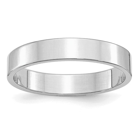Sterling Silver Rhodium-plated 4mm Flat Size 7.5 Band