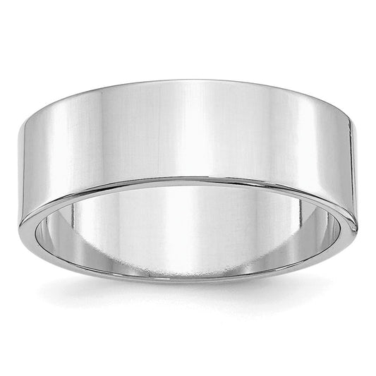 Sterling Silver Rhodium-plated 7mm Flat Size 8.5 Band