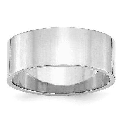 Sterling Silver Rhodium-plated 8mm Flat Size 8 Band