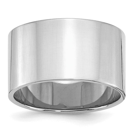Sterling Silver Rhodium-plated 12mm Flat Size 9 Band