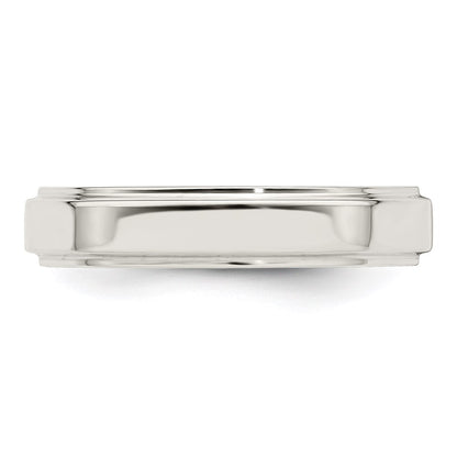 Sterling Silver 4mm Flat with Step Edge Size 6.5 Band