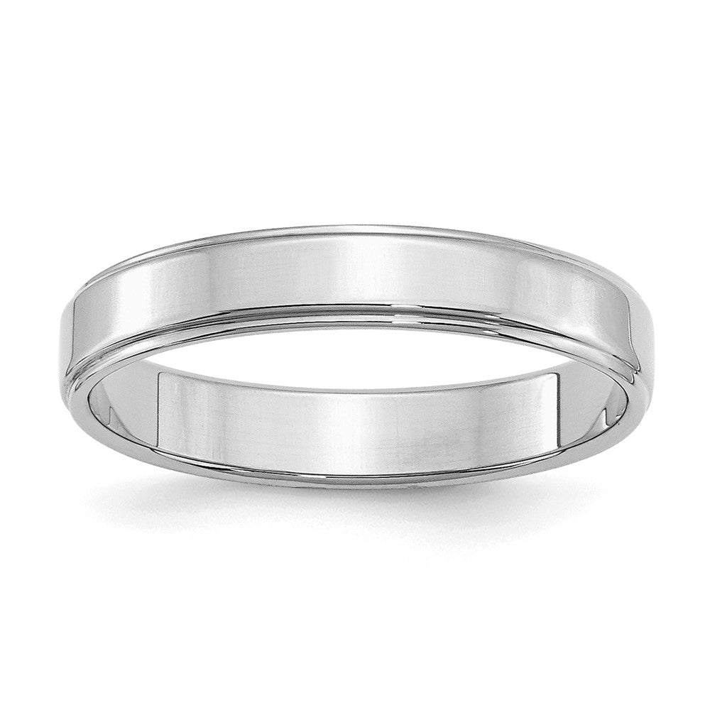 Sterling Silver Rhodium-plated 4mm Flat w/ Step Edge Size 12 Band