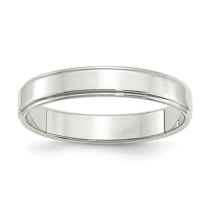 Sterling Silver 4mm Flat with Step Edge Size 9.5 Band