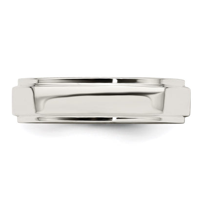 Sterling Silver 5mm Flat with Step Edge Size 10 Band