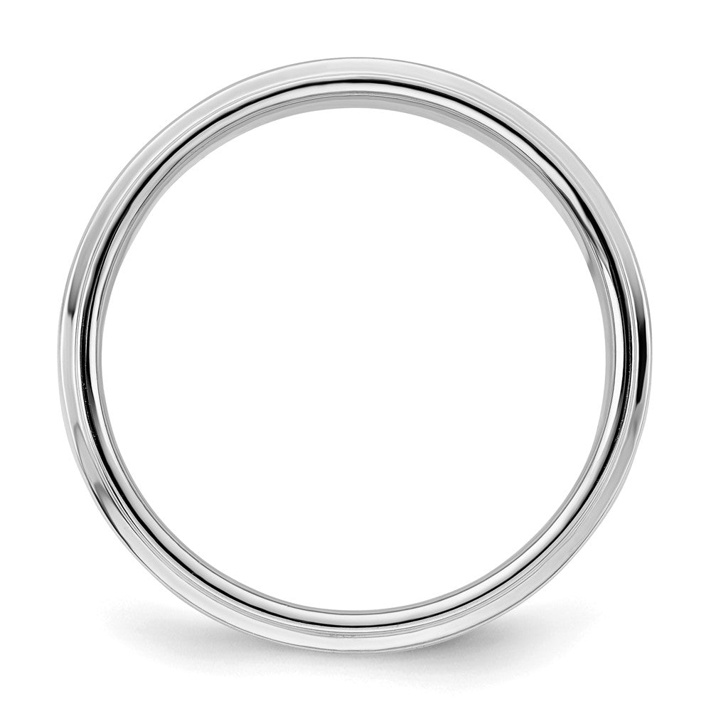 Sterling Silver Rhodium-plated 5mm Flat w/ Step Edge Size 9.5 Band