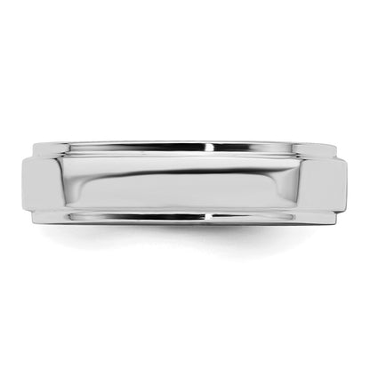 Sterling Silver Rhodium-plated 5mm Flat w/ Step Edge Size 6.5 Band