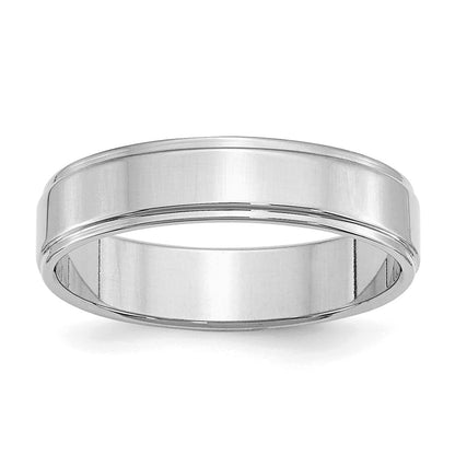 Sterling Silver Rhodium-plated 5mm Flat w/ Step Edge Size 10.5 Band