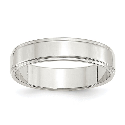 Sterling Silver 5mm Flat with Step Edge Size 9.5 Band