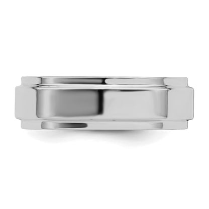 Sterling Silver Rhodium-plated 6mm Flat w/ Step Edge Size 12 Band