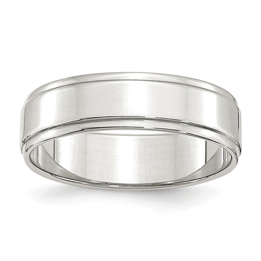 Sterling Silver 6mm Flat with Step Edge Size 6.5 Band