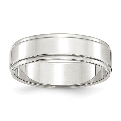 Sterling Silver 6mm Flat with Step Edge Size 10.5 Band