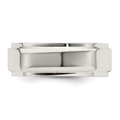 Sterling Silver 7mm Flat with Step Edge Size 4 Band