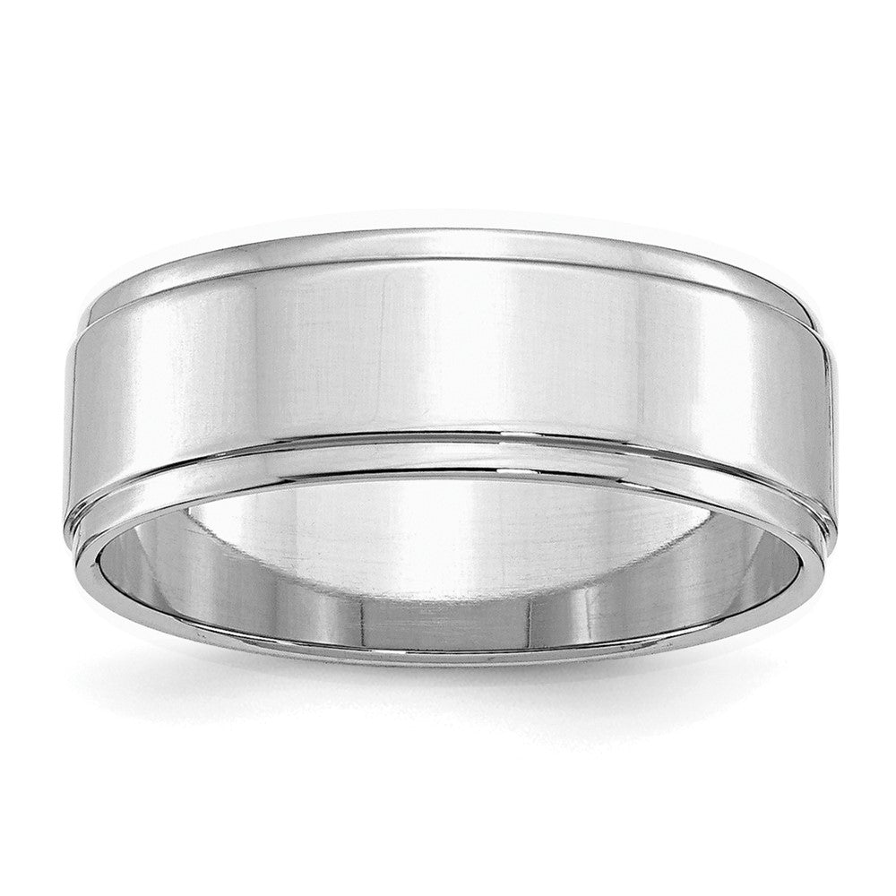 Sterling Silver Rhodium-plated 7mm Flat w/ Step Edge Size 9 Band