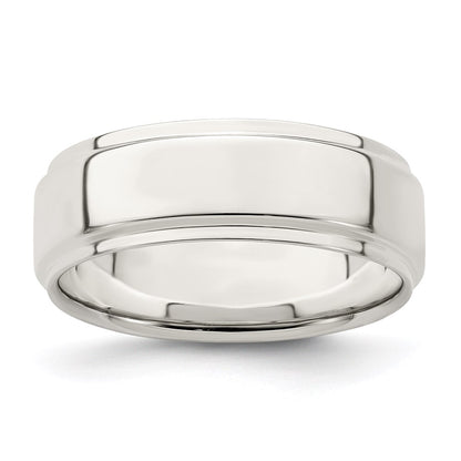 Sterling Silver 7mm Flat with Step Edge Size 4 Band