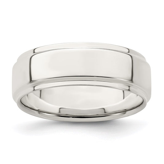 Sterling Silver 7mm Flat with Step Edge Size 5.5 Band