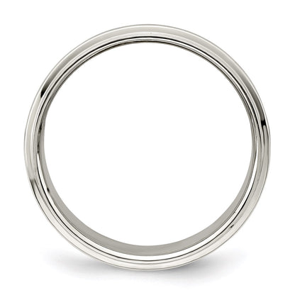Sterling Silver 8mm Flat with Step Edge Size 11.5 Band